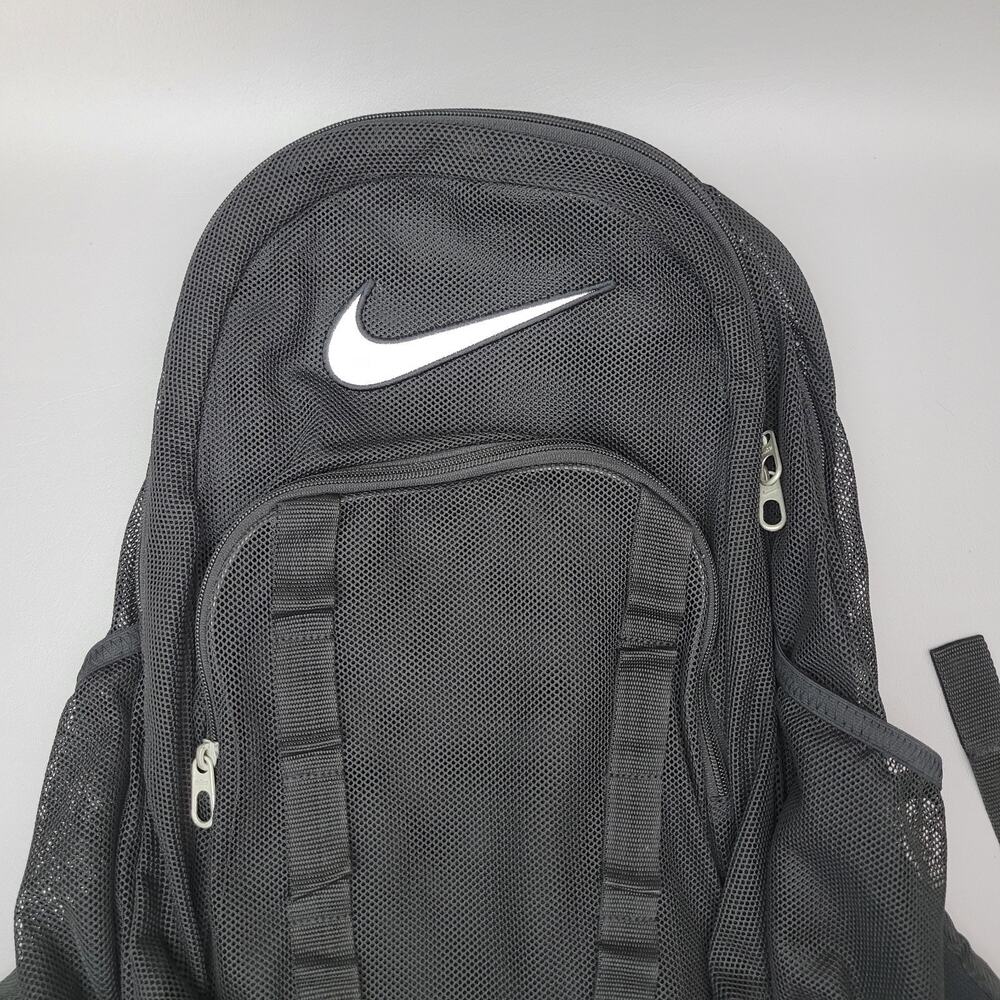 Vtg Y2k Nike Mesh See Through Backpack Black 4 Po… - image 3
